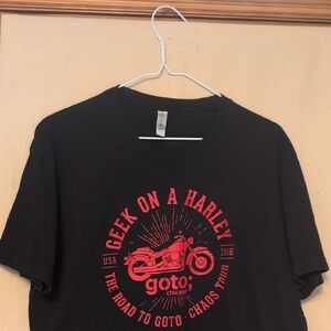 Geek On A Harley 2018 San Francisco To Chicago Tour Black T-Shirt Size Large